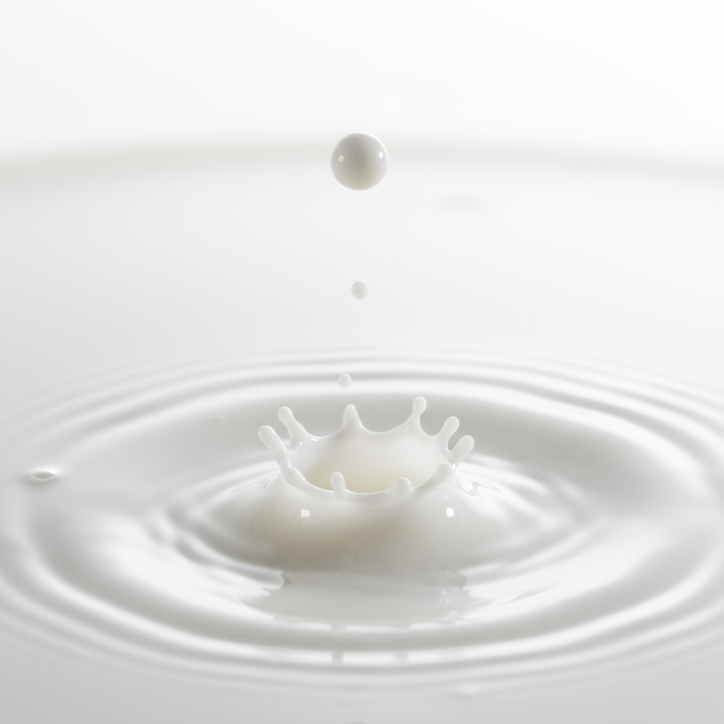 Goutte de lait tombant dans du lait